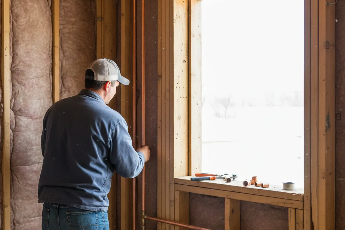 Licensed plumber running new copper supply lines in a Elmira home