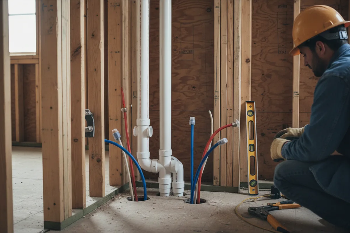 Drain and supply rough-in during Toilet Repair and Installation in Elmira